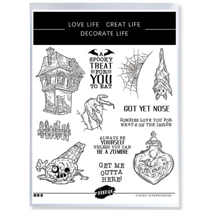 Halloween materials Cutting Dies And Stamp Set YX1432-S+D