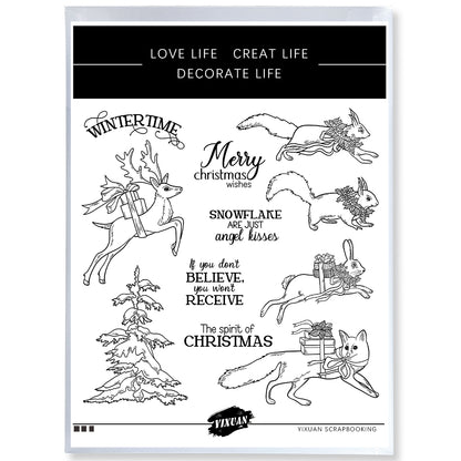 Animals Running in Snow Cutting Dies And Stamp Set YX1549-S+D