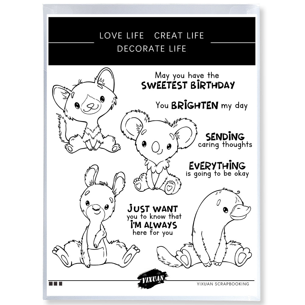 Adorable Cartoon Little Animals Cutting Dies And Stamp Set YX1316-S+D