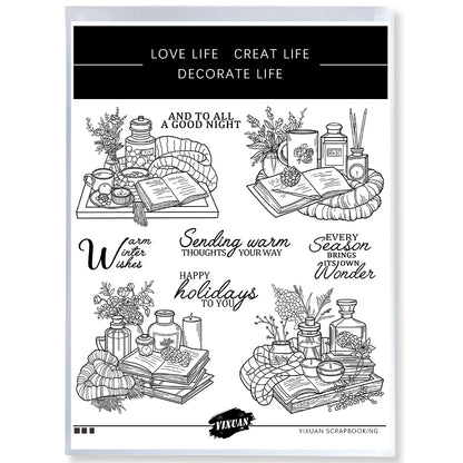 Books and Candles Cutting Dies And Stamp Set YX1515-S+D