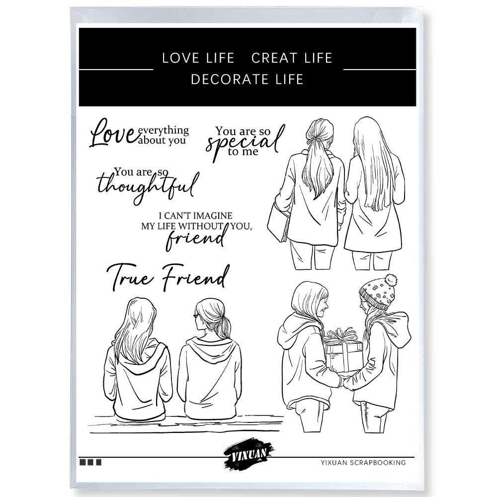 Love Best Girls Great Friendship Cutting Dies And Stamp Set YX1301-S+D