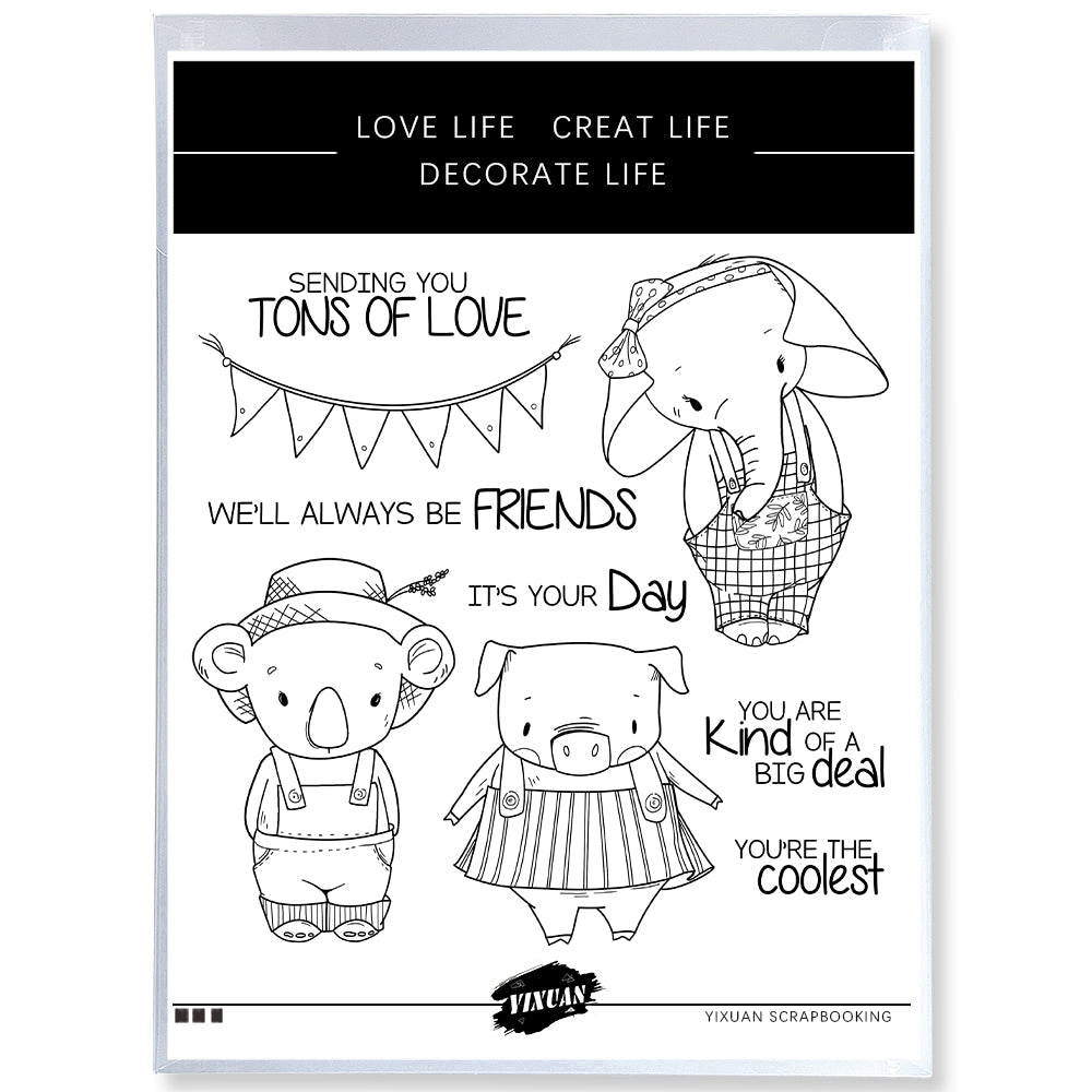 Cute Cartoon Animals Friends Cutting Dies And Stamp Set YX1217-S+D