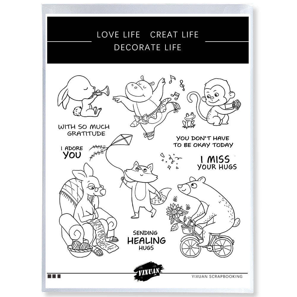 Cute Acrobatics Cartoon Animals Cutting Dies And Stamp Set YX1221-S+D