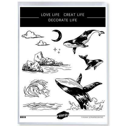 Design Whales Cutting Dies And Stamp Set YX1528-S+D