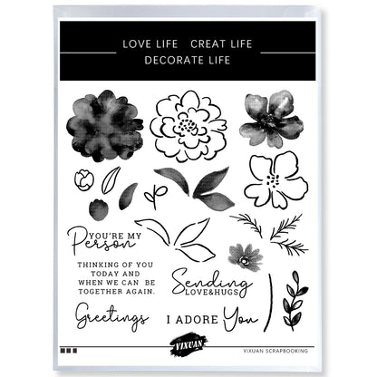 Beautiful Blooming Flowers Cutting Dies And Stamp Set YX1222-S+D