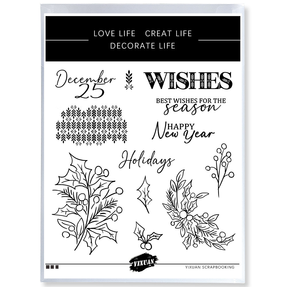Christmas Leaves Cutting Dies And Stamp Set YX1478-S+D