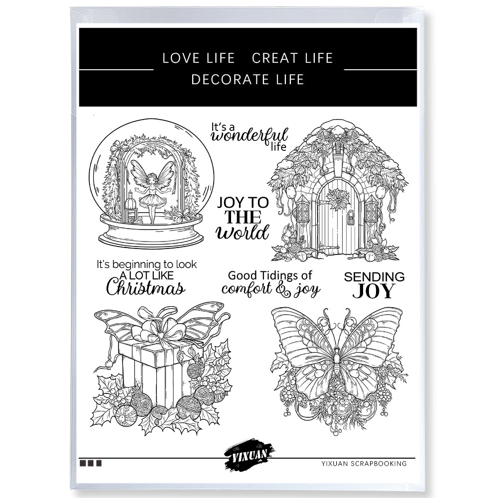 Christmas Butterfly Door Cutting Dies And Stamp Set YX1497-S+D