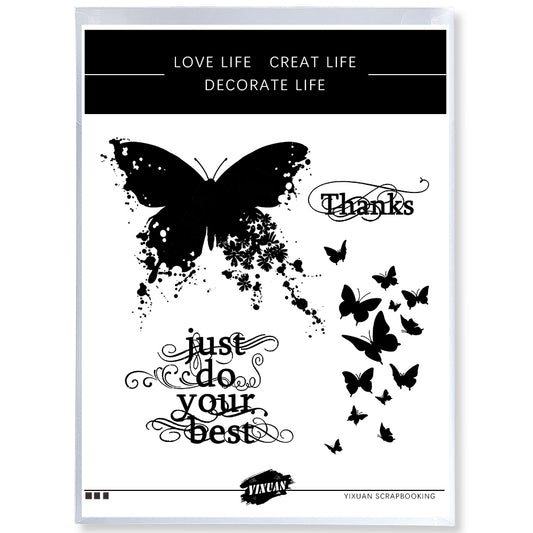 Beautiful Butterfly Thanks Clear Stamp YX1256