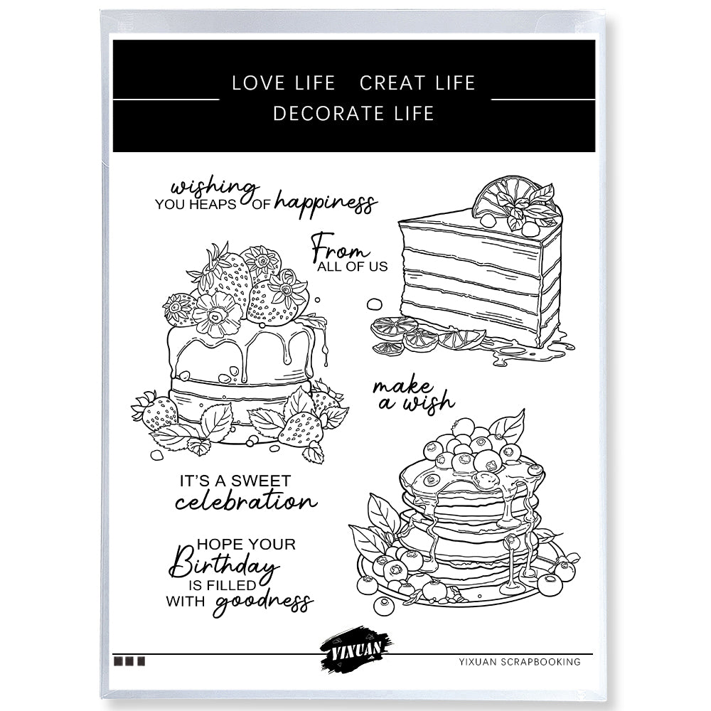 Birthday Cakes Sweet Desserts Cutting Dies And Stamp Set YX1215-S+D