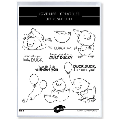 Cute Little Baby Duck Birth Cutting Dies And Stamp Set YX1281-S+D