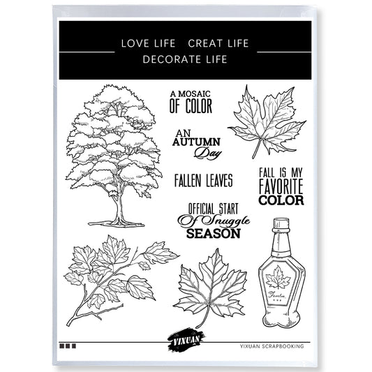 Maple Trees and Leaves Cutting Dies And Stamp Set YX1485-S+D