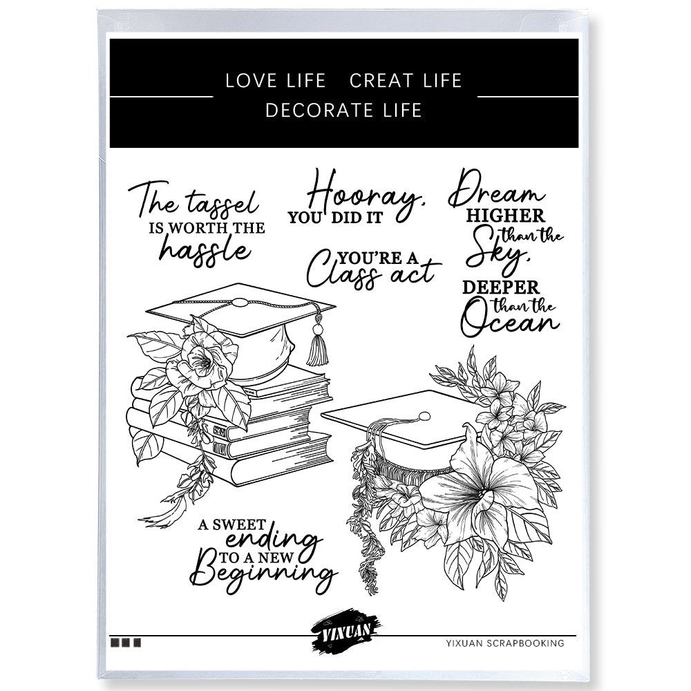 Graduation Season Books And Flowers Decor Cutting Dies And Stamp Set YX1219-S+D