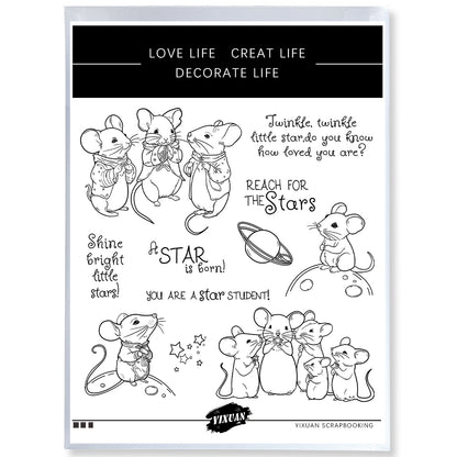 The Mouse Family Cutting Dies And Stamp Set YX1492-S+D