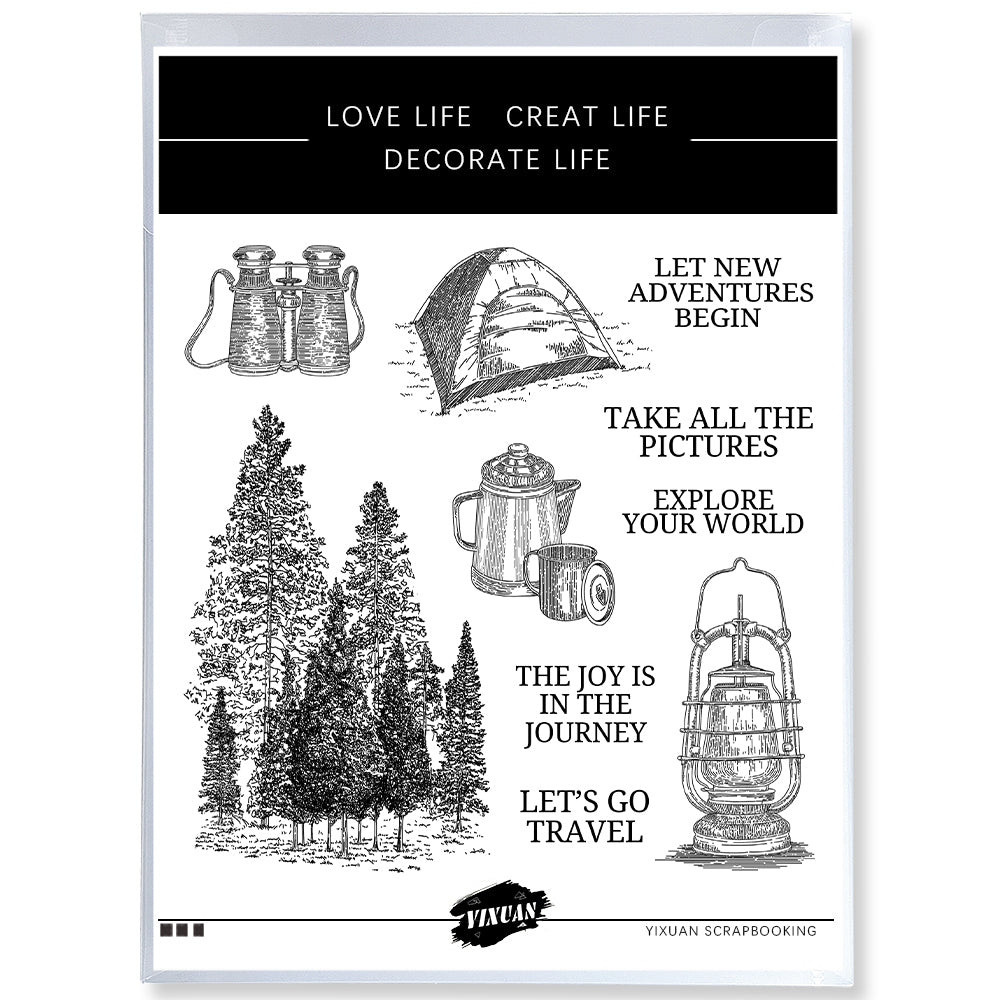 Summer Forest Nature Outdoor Camping Cutting Dies And Stamp Set YX1311-S+D