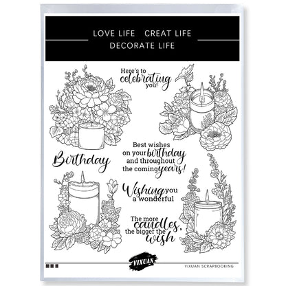 Perfume Candles And Blooming Flowers Cutting Dies And Stamp Set YX1383-S+D