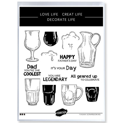 Summer Cooling Wine Beer Bottles Cups Cutting Dies And Stamp Set YX1192-S+D
