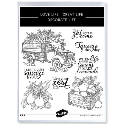 A Truck Of Lemons Harvest Cutting Dies And Stamp Set YX1317-S+D