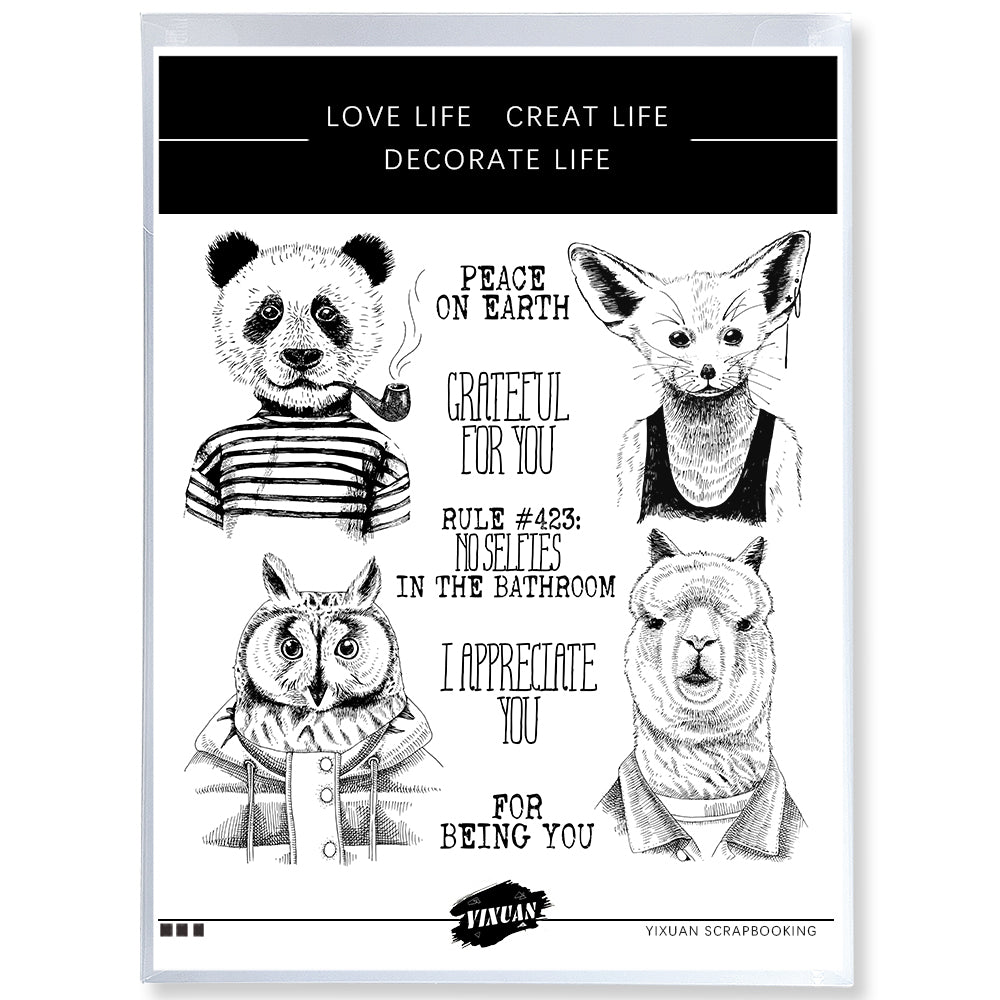 Cute Funny Panda Owl Animals Clear Stamp YX1252