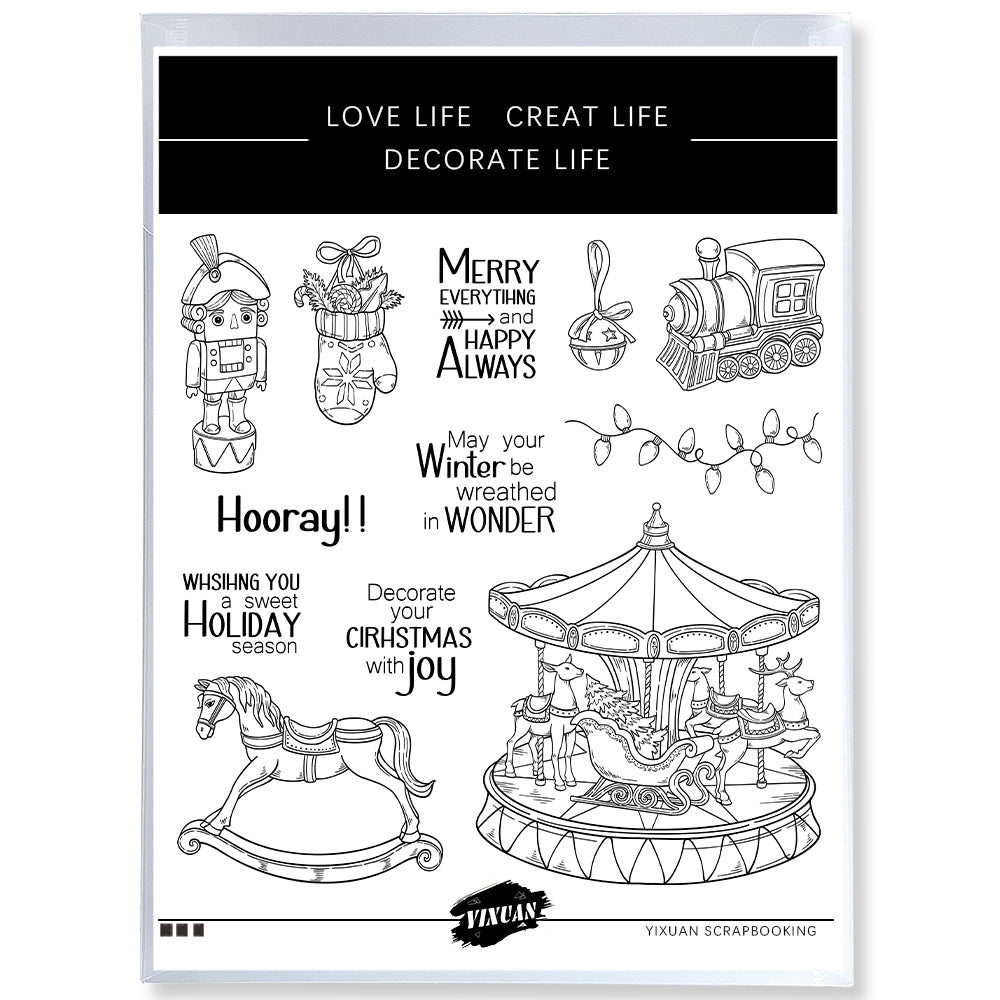 Joyful Carousel Cutting Dies And Stamp Set YX1576-S+D