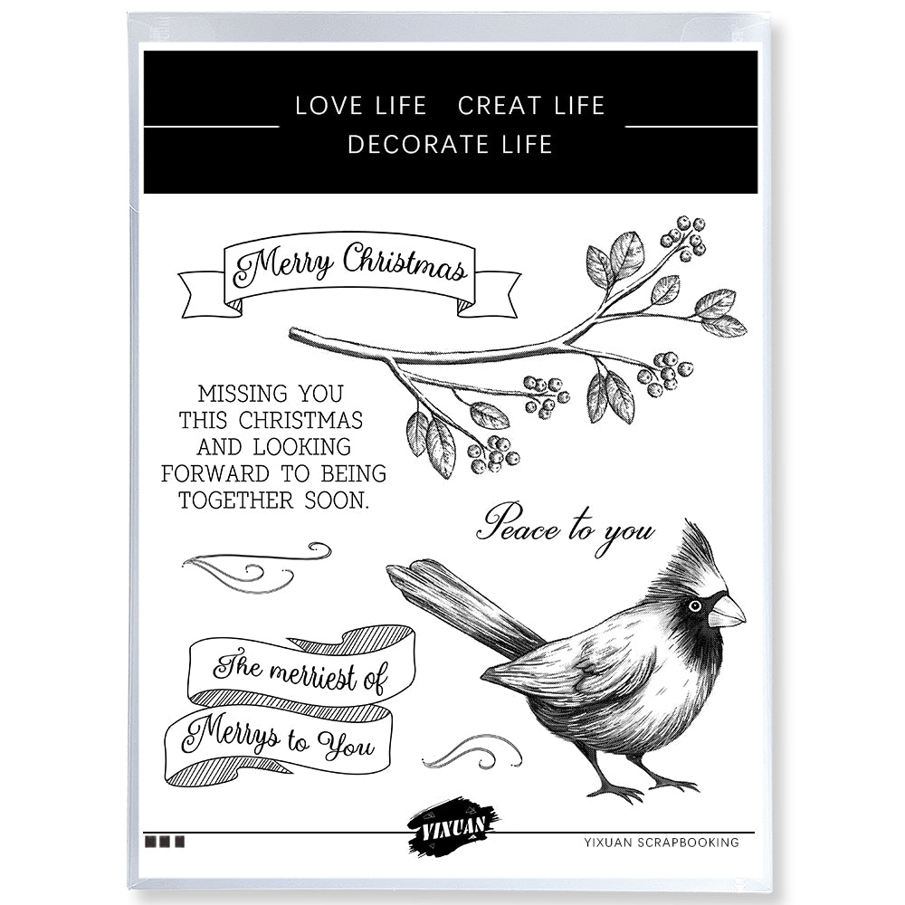 Christmas Bird Design Cutting Dies And Stamp Set YX1511-S+D