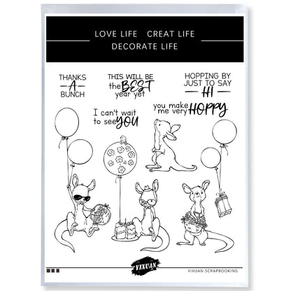 Cute Cartoon Kangaroo And Balloons Cutting Dies And Stamp Set YX1303-S+D