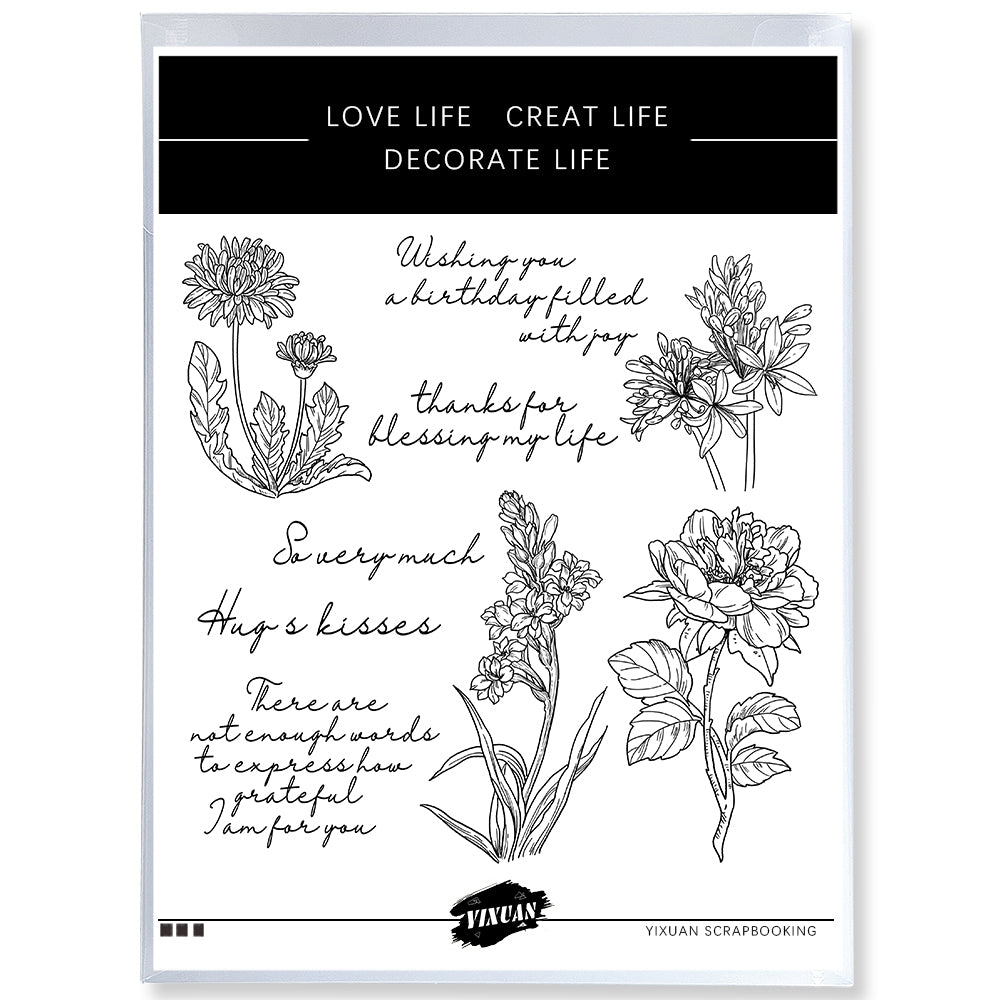 Blooming Flowers Floral Cutting Dies And Stamp Set YX1239-S+D