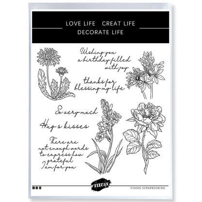 Blooming Flowers Floral Cutting Dies And Stamp Set YX1239-S+D