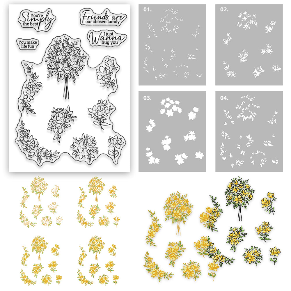 Bunches Of Blooming Flowers Hot Foil Plate YX1321-H