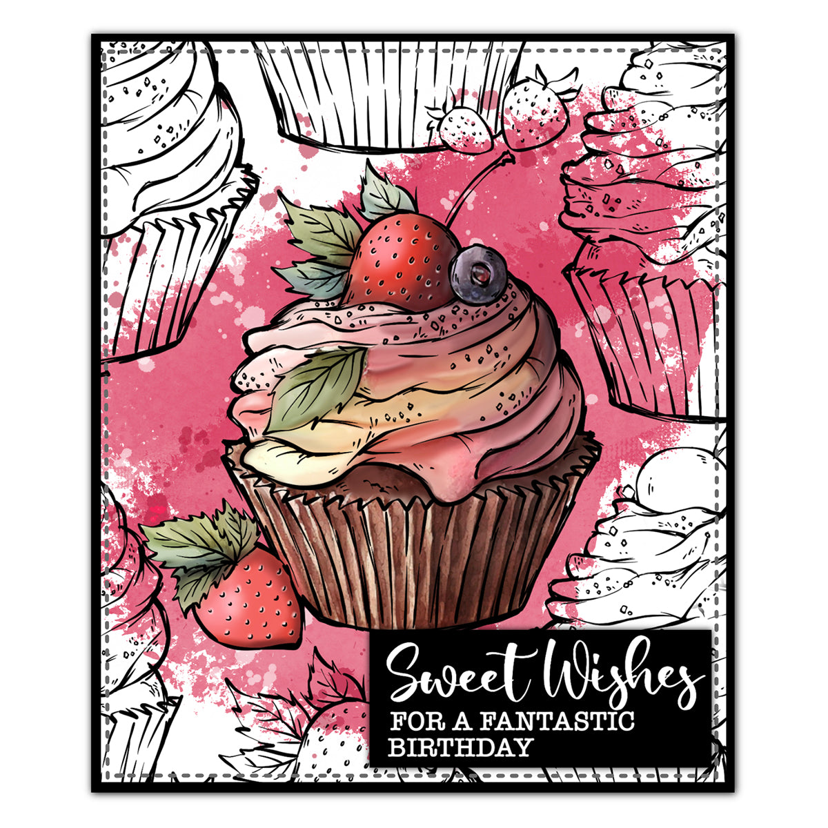 Happy Birthday Sweet Cupcake Cutting Dies And Stamp Set YX1212-S+D