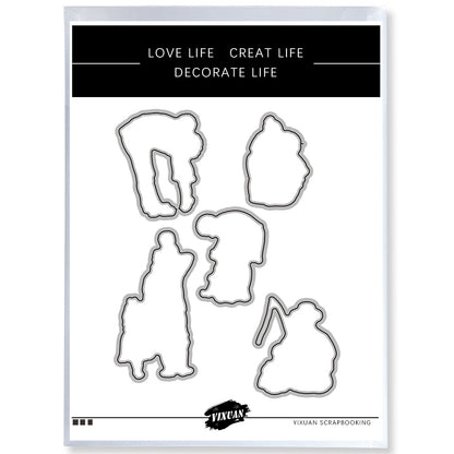 Love Father And Kids Happy Father's Day Cutting Dies And Stamp Set YX1233-S+D