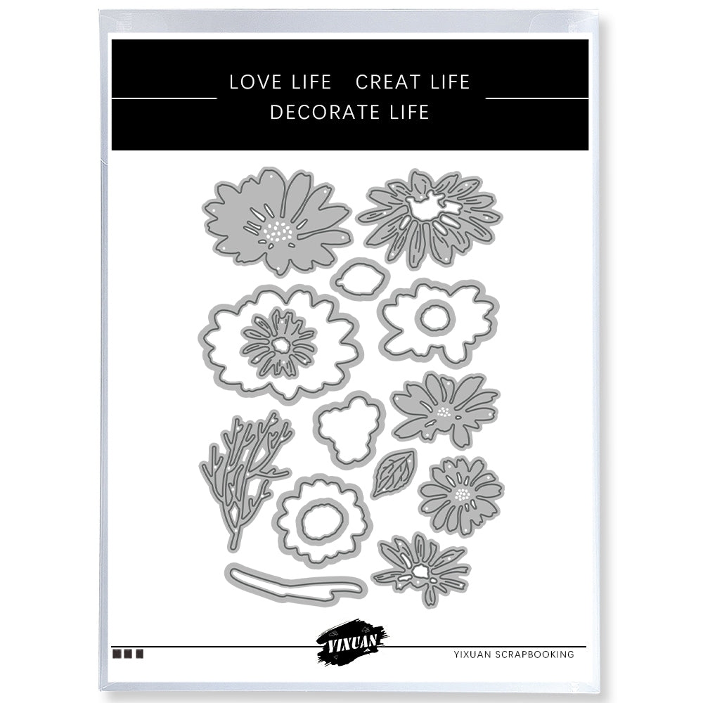 Beautiful Bloomed Flowers Cutting Dies And Stamp Set YX1224-S+D