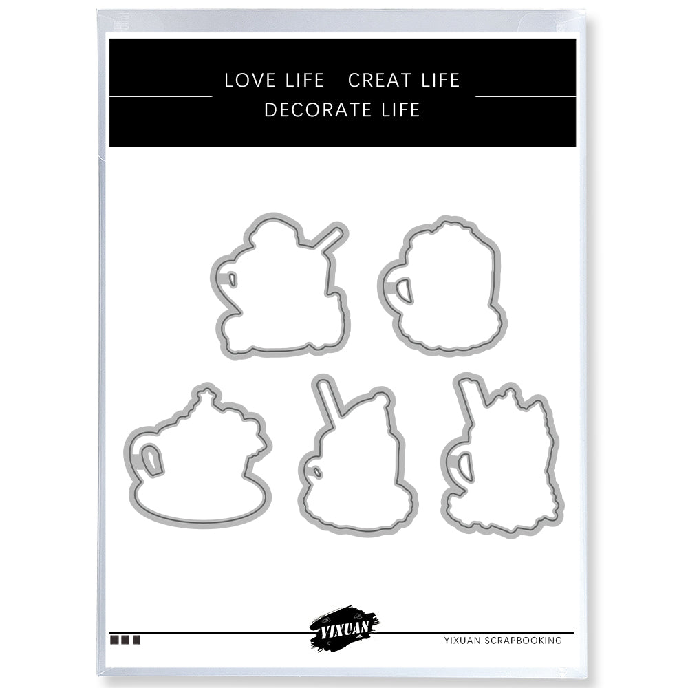 Cartoon Christmas Cup Cutting Dies And Stamp Set YX1548-S+D