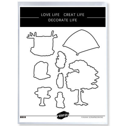 Spring Day Nature Outdoor Camping Cutting Dies And Stamp Set YX1206-S+D