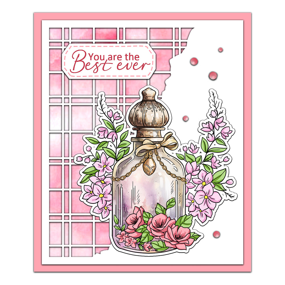 Perfume Bottle Flowers Retro Clear Stamp YX1327-S
