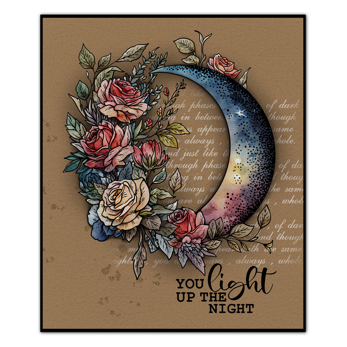Baeautiful Moon With Rose Flowers Decor Cutting Dies And Stamp Set YX1214-S+D