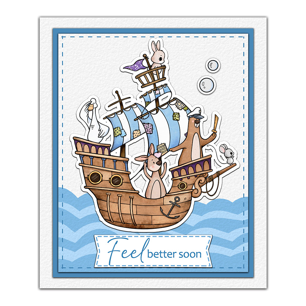 Sail Boat And Dolphin Animal Cutting Dies And Stamp Set YX1258-S+D