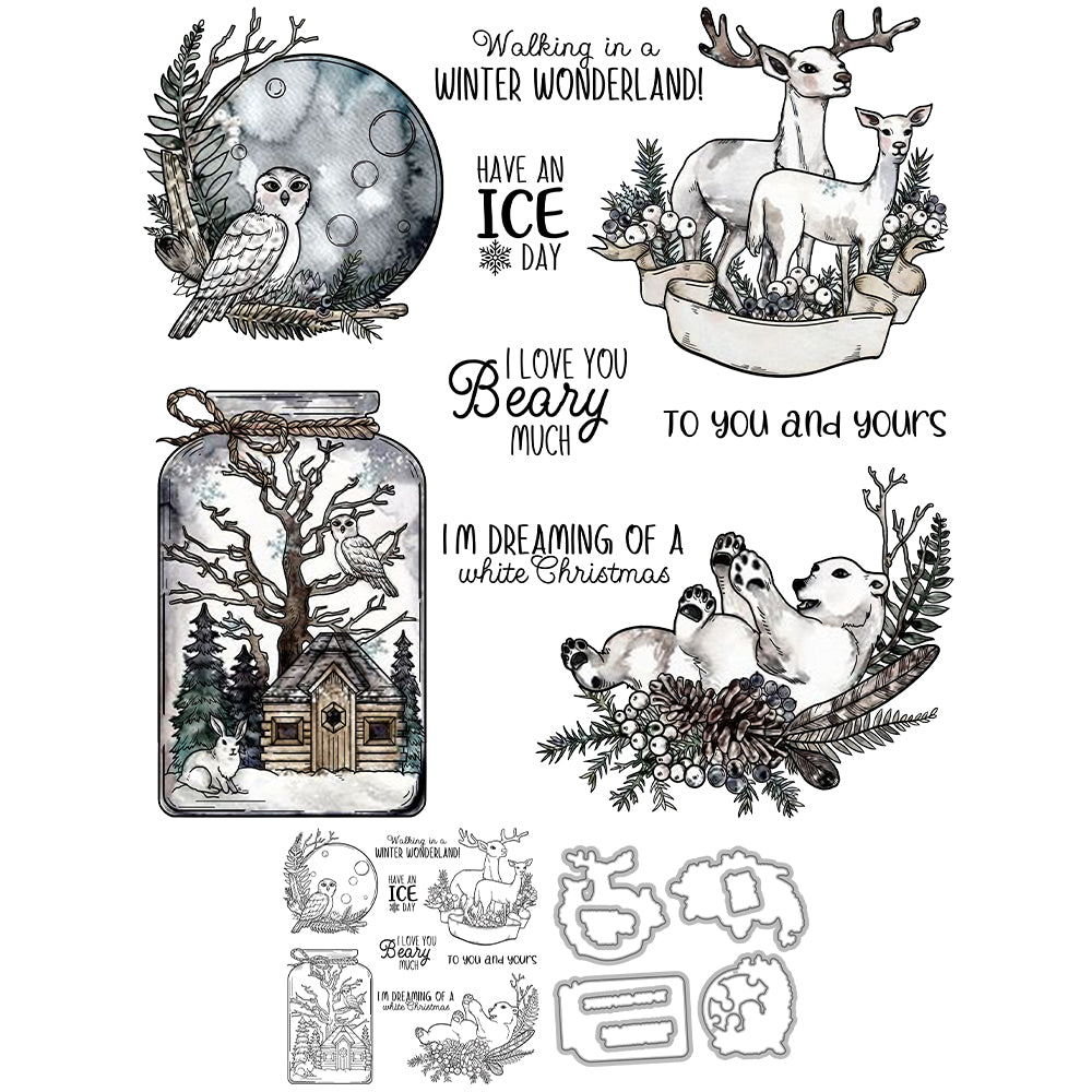 Animals in Hibernation Cutting Dies And Stamp Set YX1503-S+D