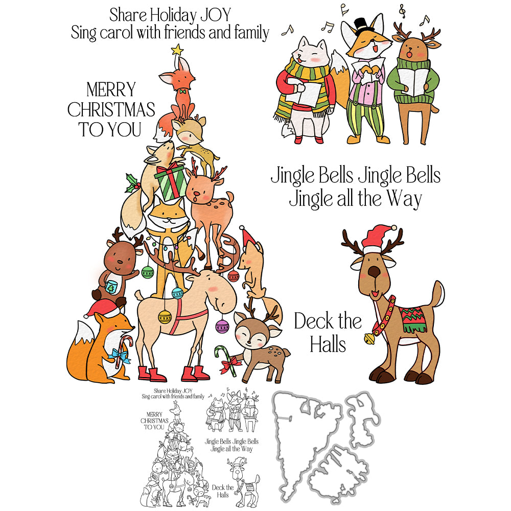 Christmas Animals Cutting Dies And Stamp Set YX1525-S+D