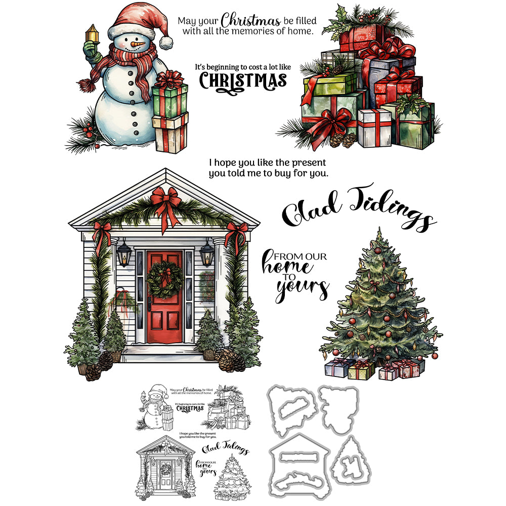 Christmas Decorations Cutting Dies And Stamp Set YX1505-S+D