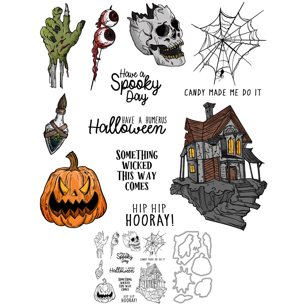 Halloween materials Cutting Dies And Stamp Set YX1434-S+D