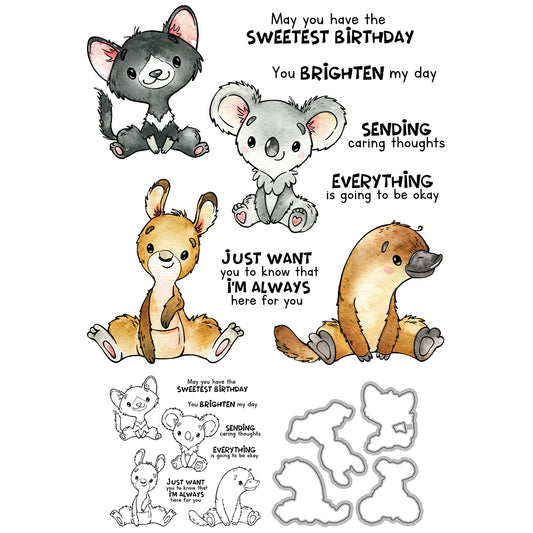 Adorable Cartoon Little Animals Cutting Dies And Stamp Set YX1316-S+D