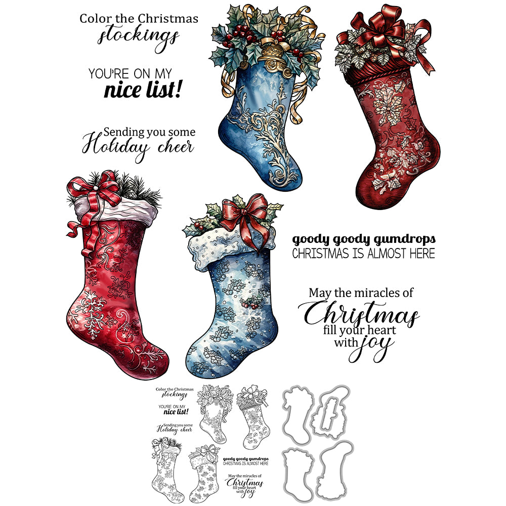 Christmas Decorations Cutting Dies And Stamp Set YX1506-S+D