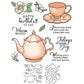 Vintage Flowers Tea Time And Tea Set Pot Cutting Dies And Stamp Set YX1253-S+D