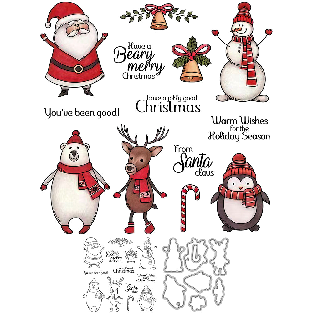 Santa Claus and Animals Cutting Dies And Stamp Set YX1550-S+D