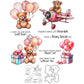 Cute Travel Doll Bears Love Bithday Gifts Cutting Dies And Stamp Set YX1418-S+D