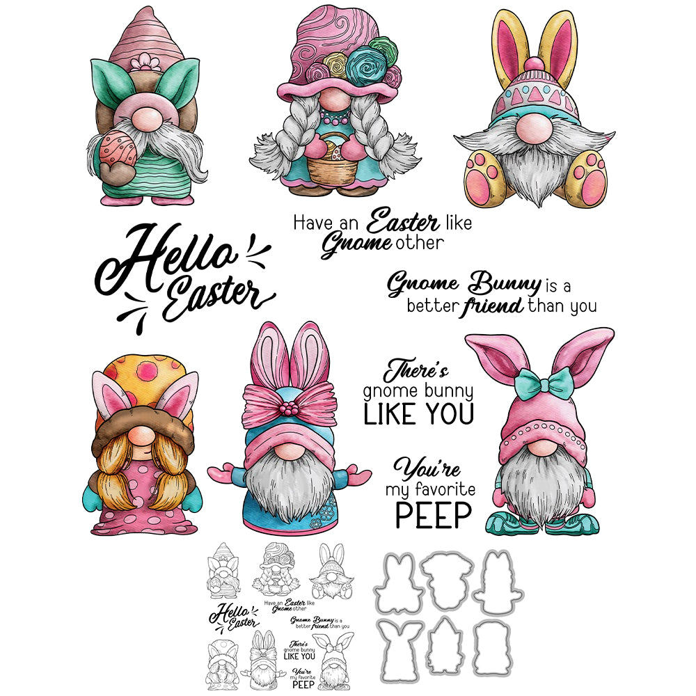 Easter Cartoon Dwarf  Cutting Dies And Stamp Set YX1586-S+D