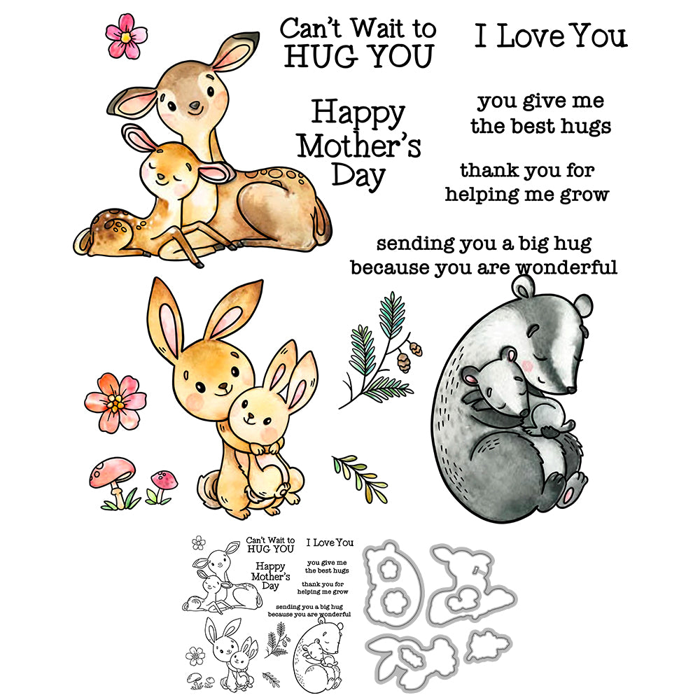 Love Baby Mother Animals Cutting Dies And Stamp Set YX1235-S+D