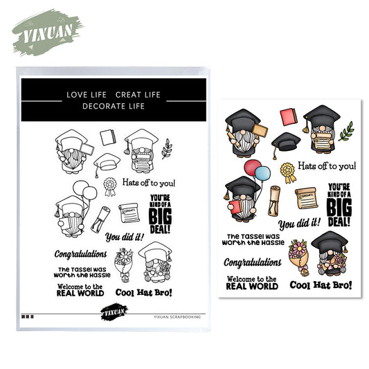 Gnome Graduation Season Cutting Dies And Stamp Set YX496-S+D