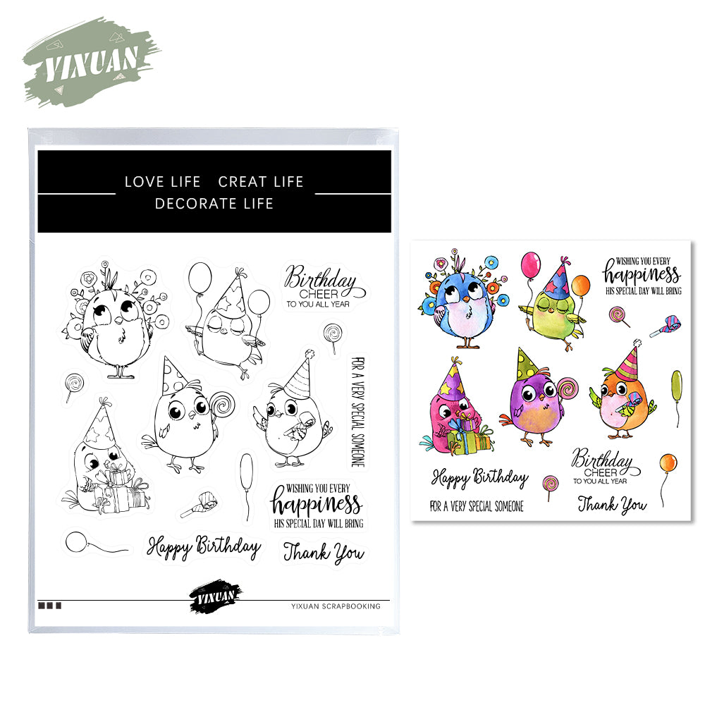 Birds Sparrow Celebration Birthday Wishes Cutting Dies And Stamp Set YX562-S+D