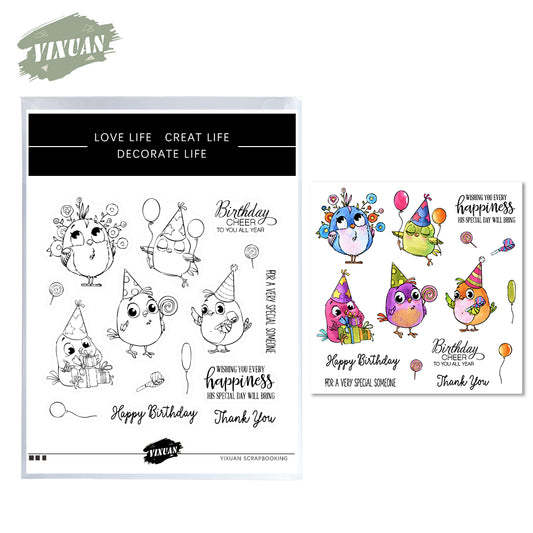 Birds Sparrow Celebration Birthday Wishes Cutting Dies And Stamp Set YX562-S+D